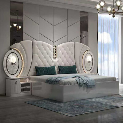 Harga Massal Set Furnitur Kamar Tidur Mewah Modern Rangka Tempat Tidur Ukuran King Kamar Utama Set Kamar Tidur Turki Lengkap dengan Lampu Led