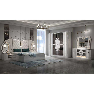 Harga Massal Set Furnitur Kamar Tidur Mewah Modern Rangka Tempat Tidur Ukuran King Kamar Utama Set Kamar Tidur Turki Lengkap dengan Lampu Led