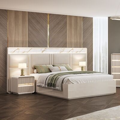 Grosir Set Furnitur Kamar Tidur Kontemporer Rumah Kamar Utama Apartemen Hotel Bingkai Kayu Set Kamar Tidur Mewah Modern Ukuran King