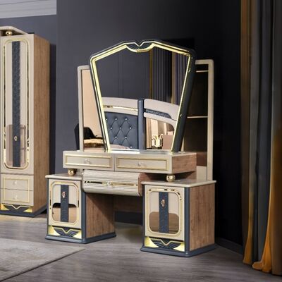 Chambre a Coucher Complet De Luxe Set Kamar Tidur Tempat Tidur King Kamar Rumah Bingkai Kayu Ganda Set Furnitur Kamar Tidur Mewah Modern