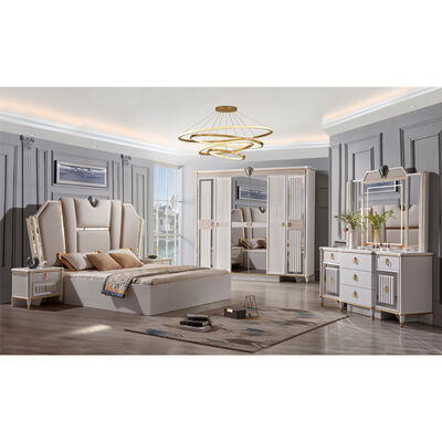 Modern Velvet Cover Headback Kamar Kayu King Size Sets Tempat Tidur Perabot Ratu Tempat Tidur Kabinet Penuh Set Kamar Tidur