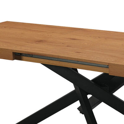 Meja Makan Lipat Persegi Panjang Modern Murah Furnitur Ruang Makan Dasar Logam Meja Makan Kayu Lipat Sederhana Atas Dapat Diperpanjang