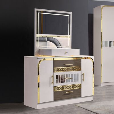 Set Kamar Tidur Turki Desain Baru Lengkap Mewah Ukuran King 5 Buah Rangka Kayu Ganda Set Furnitur Kamar Tidur Modern