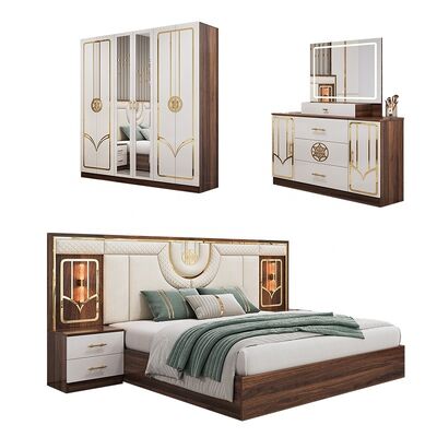 Set Furnitur Kamar Tidur Turki Murah Grosir Cina Bingkai Kayu Mewah Ukuran King Tempat Tidur Ganda Penuh Set Kamar Tidur Mewah Modern