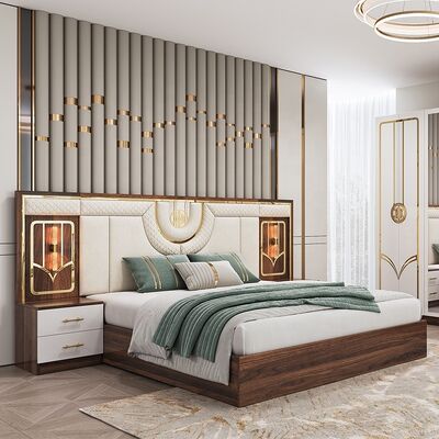 Set Furnitur Kamar Tidur Turki Murah Grosir Cina Bingkai Kayu Mewah Ukuran King Tempat Tidur Ganda Penuh Set Kamar Tidur Mewah Modern