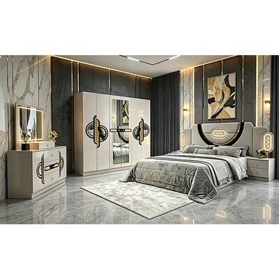 Set Furnitur Kamar Tidur Turki Murah Grosir Cina Bingkai Kayu Mewah Ukuran King Tempat Tidur Ganda Penuh Set Kamar Tidur Mewah Modern