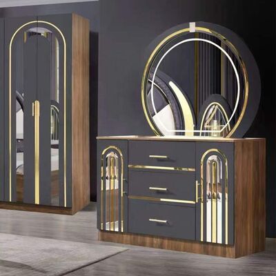Set Kamar Tidur Gaya Turki Ukuran Raja Mewah Kamar Tidur Rumah Ruang Master Kerangka Kayu Kontemporer Set Perabotan Kamar Tidur Modern