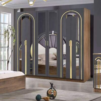 Set Kamar Tidur Gaya Turki Ukuran Raja Mewah Kamar Tidur Rumah Ruang Master Kerangka Kayu Kontemporer Set Perabotan Kamar Tidur Modern