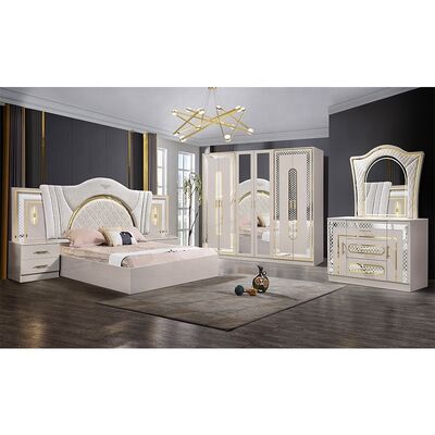 Set Kamar Tidur Lengkap Tempat Tidur Ukuran King Set Kamar Tidur Suite Bingkai Kayu Furnitur Kamar Tidur Mewah Modern