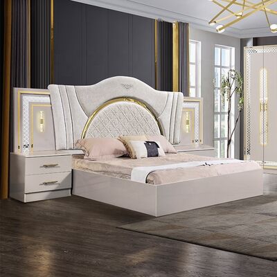 Set Kamar Tidur Lengkap Tempat Tidur Ukuran King Set Kamar Tidur Suite Bingkai Kayu Furnitur Kamar Tidur Mewah Modern