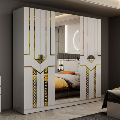 Grosir Desain Modern Double Kulit Raja Tempat Tidur Lemari Pakaian Komoditas Full Set Rumah Kayu Ukuran Ratu furnitur mewah Set kamar tidur