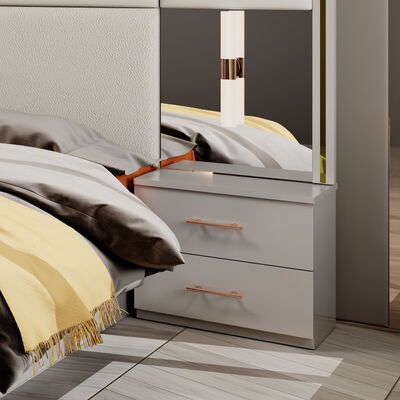 Grosir Desain Modern Double Kulit Raja Tempat Tidur Lemari Pakaian Komoditas Full Set Rumah Kayu Ukuran Ratu furnitur mewah Set kamar tidur