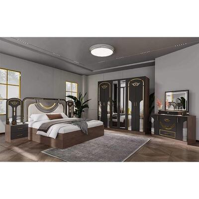 Set Furnitur Kamar Tidur Modern Turki Grosir Lengkap 5 Buah Ukuran King Set Kamar Tidur Bingkai Kayu Furnitur Rumah