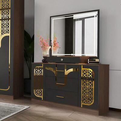 Set Furnitur Kamar Tidur Modern Turki Grosir Lengkap 5 Buah Ukuran King Set Kamar Tidur Bingkai Kayu Furnitur Rumah