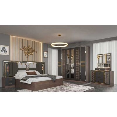 Luxury Wooden Bedroom Furniture Set king Size Bed Frame Home Room Suite Full Modern Bedroom Sets with Wardrobe Dressing Table