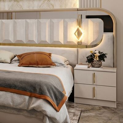 High Gloss Royal Luxury Set Kamar Tidur Lengkap Ukuran Raja Kamar Tidur 5 Piece Frame Kayu Set furnitur kamar tidur modern Turki