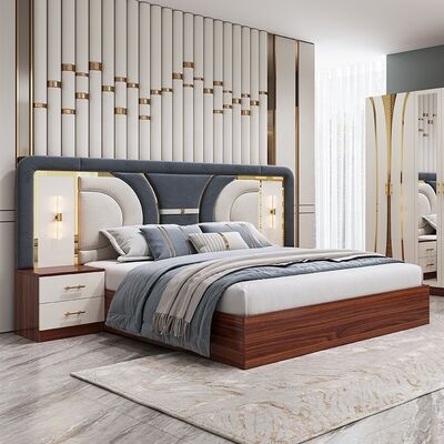 Set Furnitur Kamar Tidur Turki Grosir Murah Rangka Kayu Ukuran King Set Kamar Tidur Suite Kamar Utama Mewah Modern Set Kamar Tidur