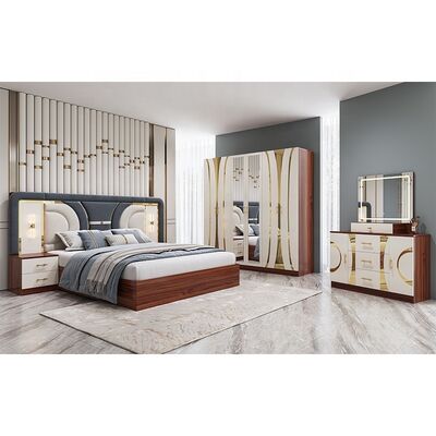 Set Furnitur Kamar Tidur Turki Grosir Murah Rangka Kayu Ukuran King Set Kamar Tidur Suite Kamar Utama Mewah Modern Set Kamar Tidur
