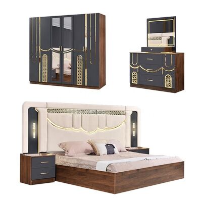 2026 Gaya Turki Kamar tidur mewah Set king Size Bed Suite Master Room Frame Kayu Murah Grosir Modern furnitur kamar tidur Set