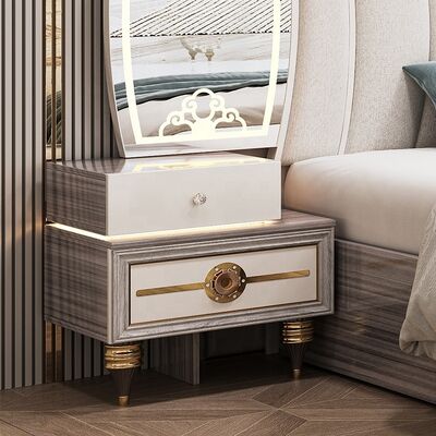 Set Furnitur Kamar Tidur Modern Ukuran King Mewah Headboard Bercahaya Set Tempat Tidur Ganda Bingkai Kayu Set Kamar Tidur Utama Turki Lengkap