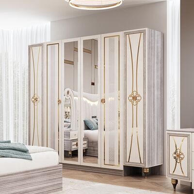 Set Furnitur Kamar Tidur Modern Ukuran King Mewah Headboard Bercahaya Set Tempat Tidur Ganda Bingkai Kayu Set Kamar Tidur Utama Turki Lengkap