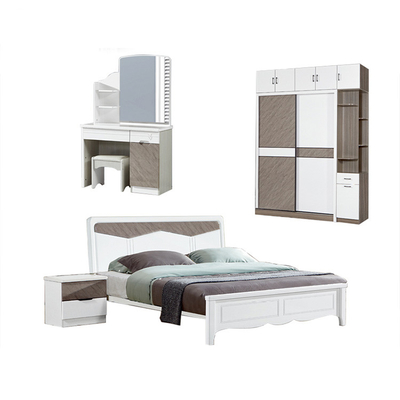 Kamar Tidur Nordic Minimalis Set Tempat Tidur Double Rakitan Sederhana 2000mm