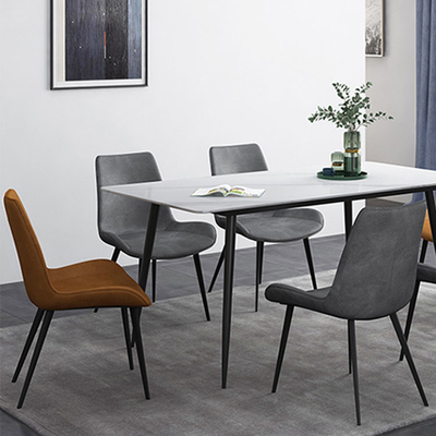 PU Slate Metal Kontemporer Ruang Makan Set Meja Makan Persegi Panjang 180cm