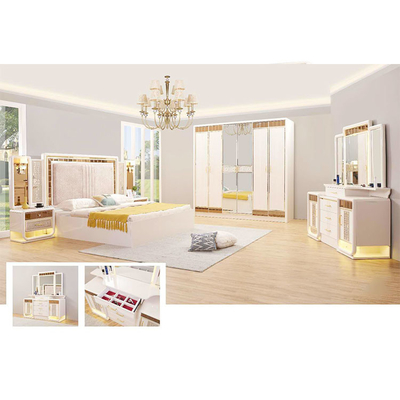 Panel Kayu MDF White King Size Bedroom Home Furniture Sets