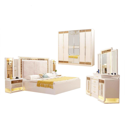 Panel Kayu MDF White King Size Bedroom Home Furniture Sets