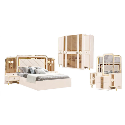 Cabrini Villa Tempat Tidur Kayu Solid Dengan Laci Kayu MDF King Size Bedroom Set
