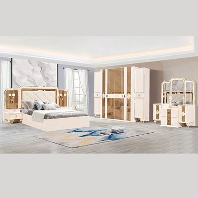 Cabrini Villa Tempat Tidur Kayu Solid Dengan Laci Kayu MDF King Size Bedroom Set
