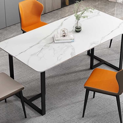 130cm 140cm 150cm Perabot Ruang Makan Slate Metal 6 Kursi Set
