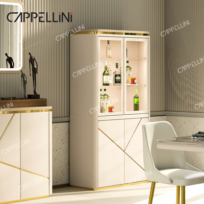 Simpel Modern Kayu Penyimpanan ruang tamu Wine Rack Rumah Furnitur Ruang Makan Bar Mewah Kayu Wine Cabinet Dengan Tampilan Kaca