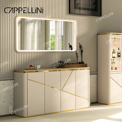Perlengkapan Kayu Modern Mewah Lemari Kamar Tidur Rumah Furnitur Dining Buffet Lemari Samping Kayu Dengan Cermin