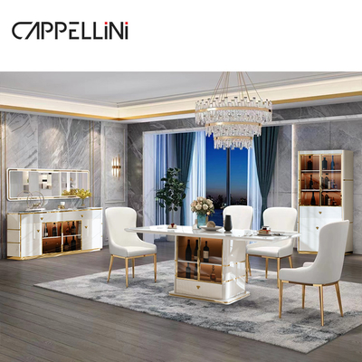 Modern Meja Makan Kayu Putih Set 4 Kursi 6 Kursi Full Home Furniture Besar Meja Makan Kayu Mewah Set