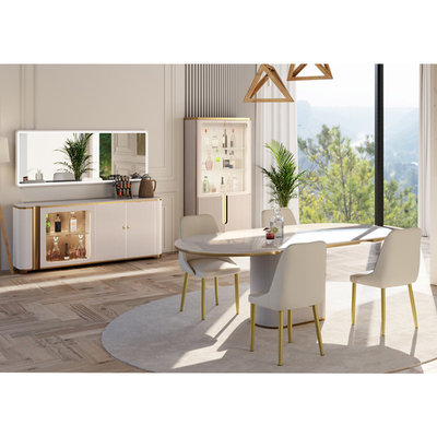Desain Modern Putih Meja Makan Ukuran Besar Kayu Dan Kursi Set 4 Kursi Furnitur Rumah Meja Makan Slate Marmer Untuk 6