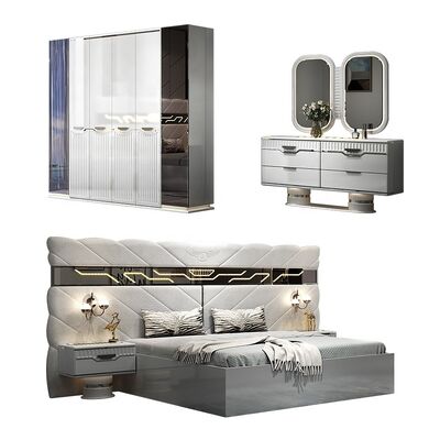 Set Kamar Tidur Modern Lengkap Desain Baru 5 Buah Double Double Bingkai Kayu Ukuran Penuh Set Furnitur Kamar Tidur Mewah Modern Ukuran King