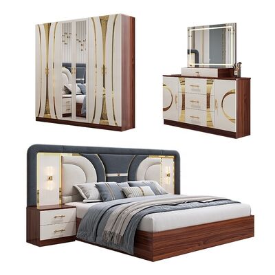 Set Furnitur Kamar Tidur Turki Grosir Murah Rangka Kayu Ukuran King Set Kamar Tidur Suite Kamar Utama Mewah Modern Set Kamar Tidur