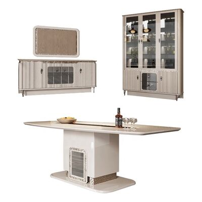 Set Furnitur Ruang Makan Lengkap Furnitur Ruang Makan Kayu Modern Mewah Lemari Samping Kabinet Anggur Set Meja Makan
